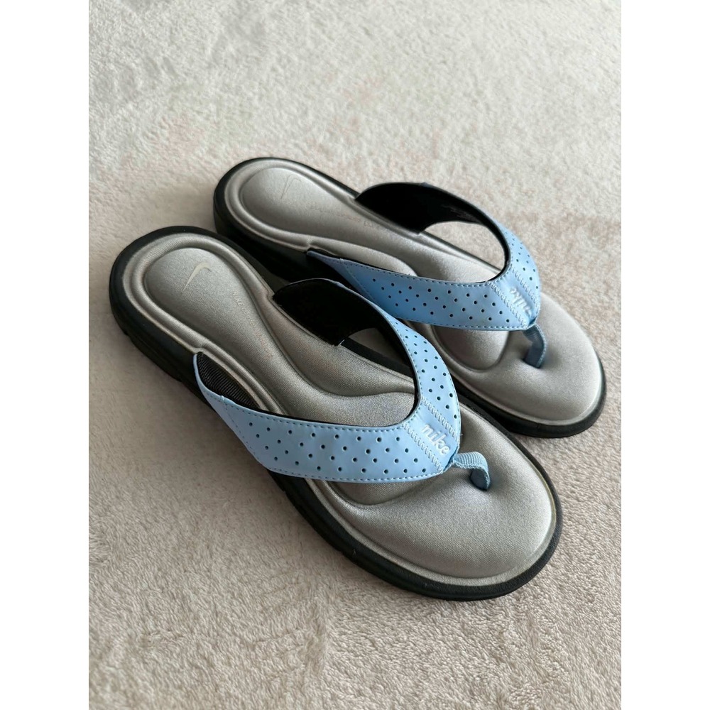 Nike Womens 7 Blue Silver Comfort Footbed Flip Flop Thong Athletic Sandals - Picture 3 of 7
